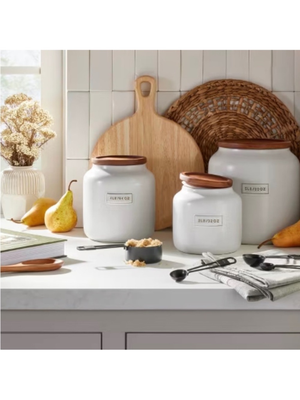 64oz Dry Goods Stoneware Canister with Wood Lid - Hearth & Hand™ with Magnolia - Picture 2 of 4